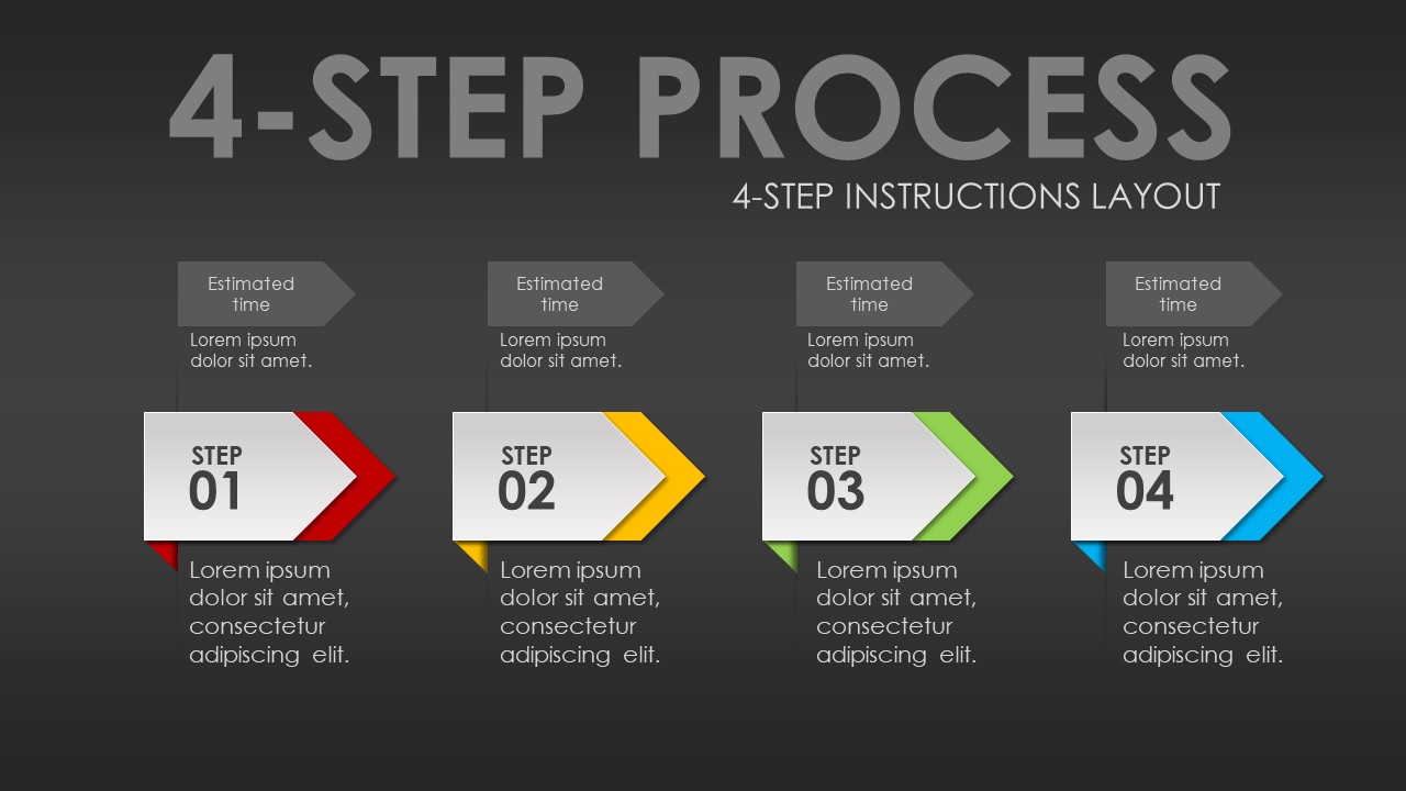 4-step Process Diagram General Purpose PowerPoint Infographics