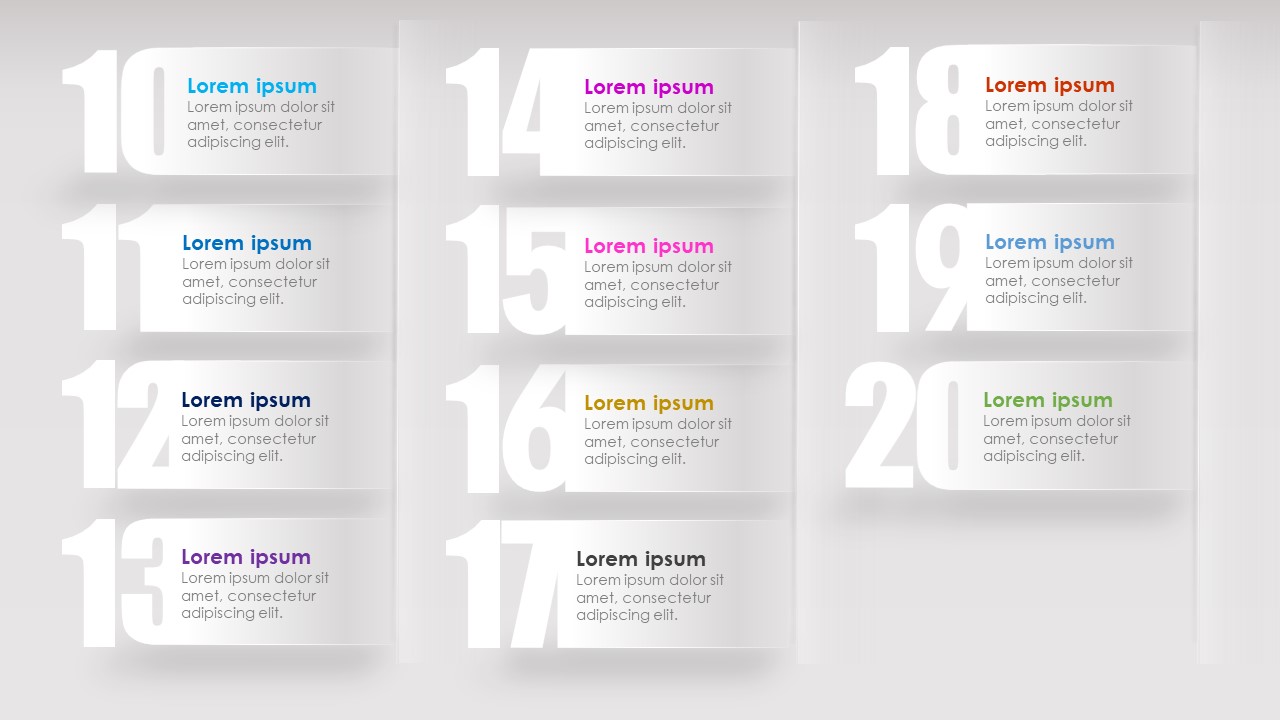 Design Elements: Numbered 3D Paper Labels For MS PowerPoint